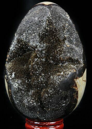 Septarian Dragon Egg Geode - Black Crystals #57342